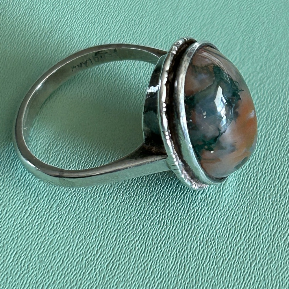Moss Agate Ring 925 Silver 6.5 - Picture 6 of 9